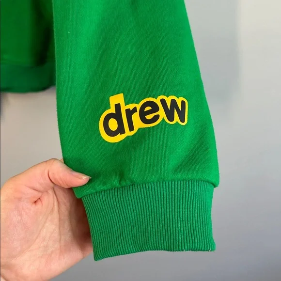 Drew House Green Hoodie With Yellow Smiley Logo Oversized Justin Bieber Size L - Picture 8 of 13